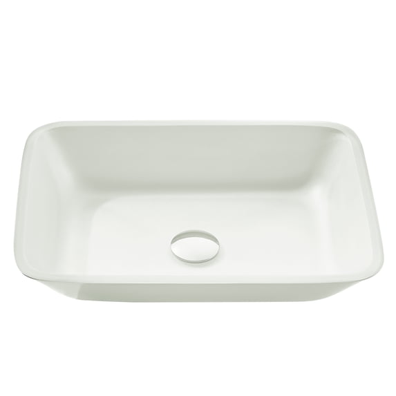 Innovio Rectangle Glass Vessel Bathroom Sink with White Finish