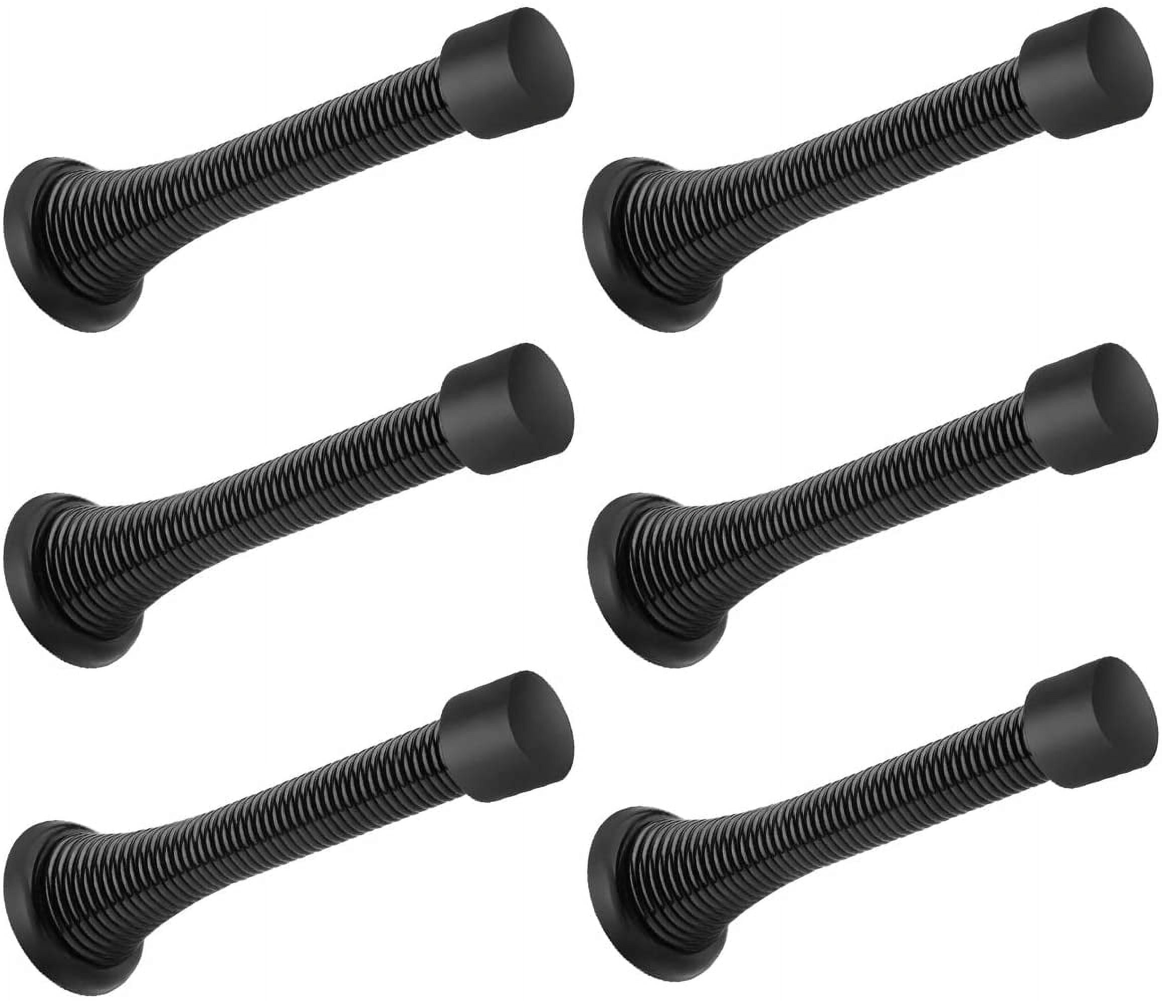 6 Pack Spring Door Stopper Black- 3-1/4