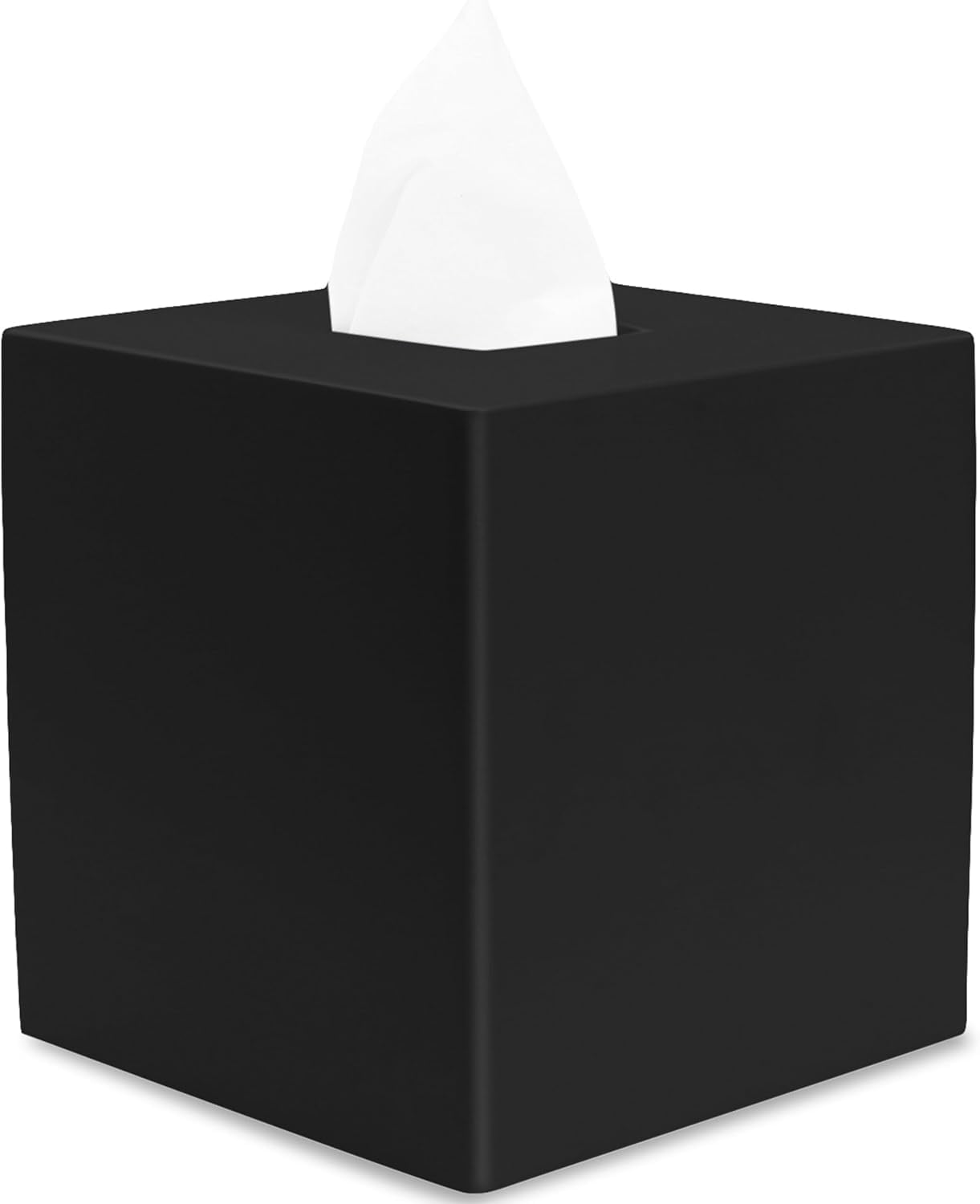 Matte Black Polyresin Square Tissue Box Cover