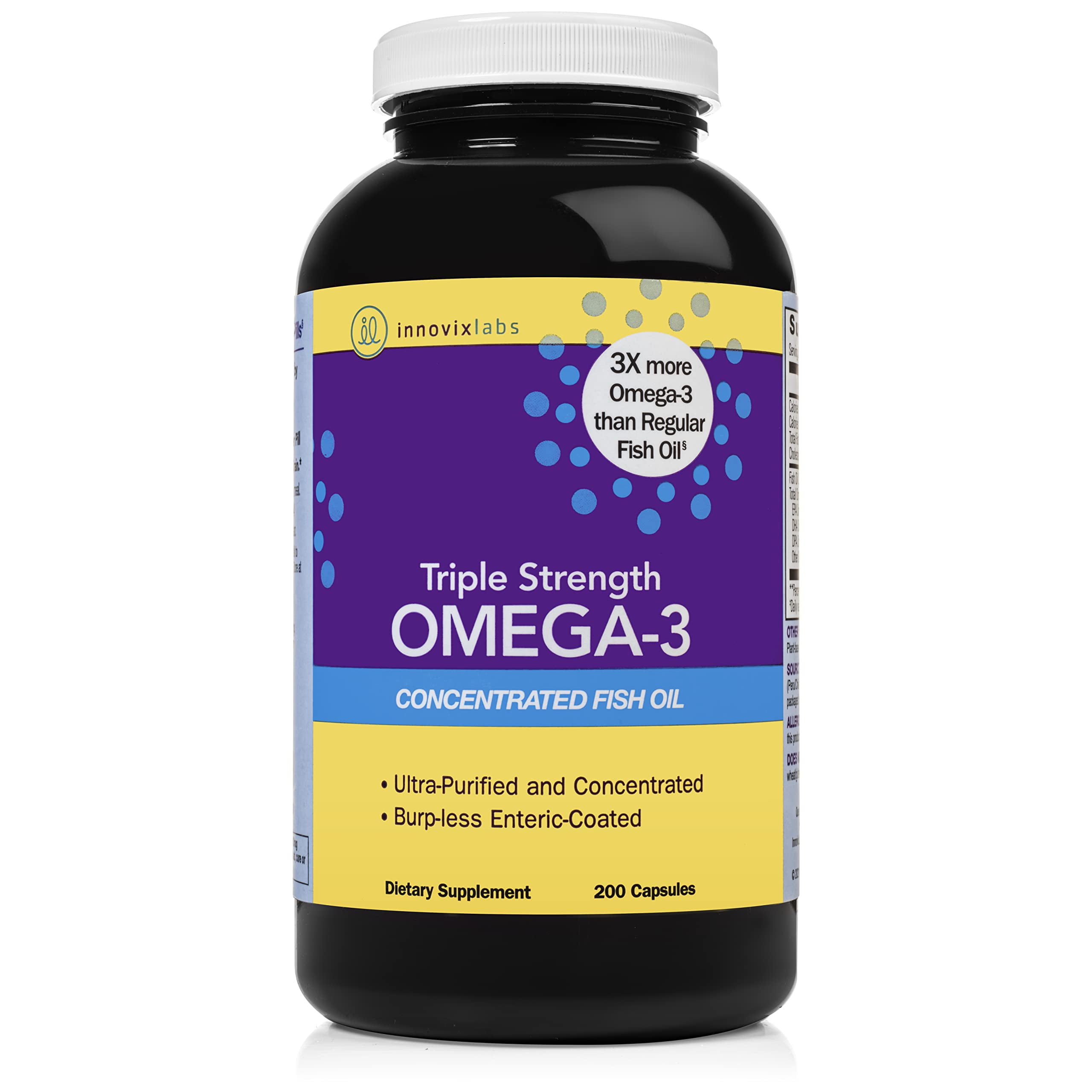 InnovixLabs Triple Strength Omega3 Fish Oil, Concentrated 900 mg Omega3 per Pill, Burpless