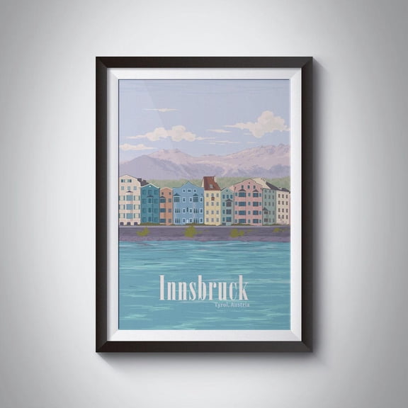 Innsbruck Austria Wall Art Print With Tyrol Alps Skiing Travel Decor