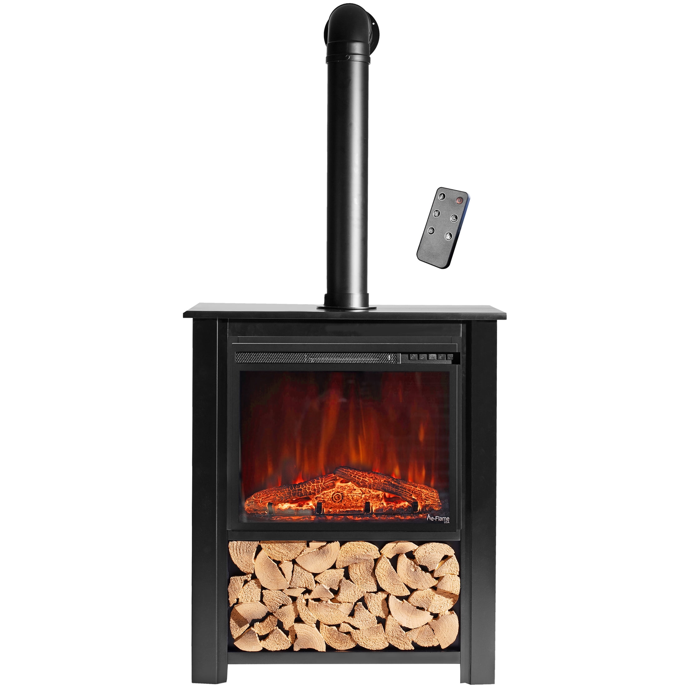 Innsbruck Electric LED Fireplace Stove - Décor Chimney Flue and Wood ...