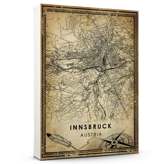 Innsbruck Vintage Map Prints Canvas, Austria Map Art Canvas, Canvas, Innsbruck Map City style vintage Canvas , Canvas Wall Art, Street Map Artwork Canvas