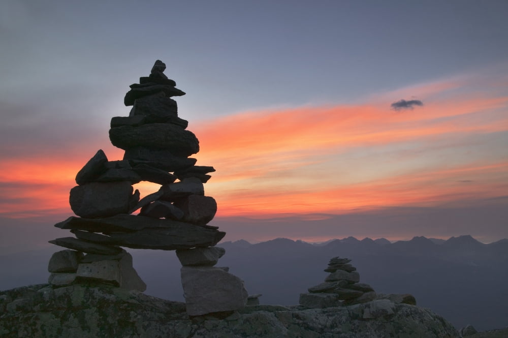 Innukshuk On The Top Of Whistler Mountain Jasper National Park Alberta Canvas Art - Darwin Wiggett Design Pics (34 x 22)