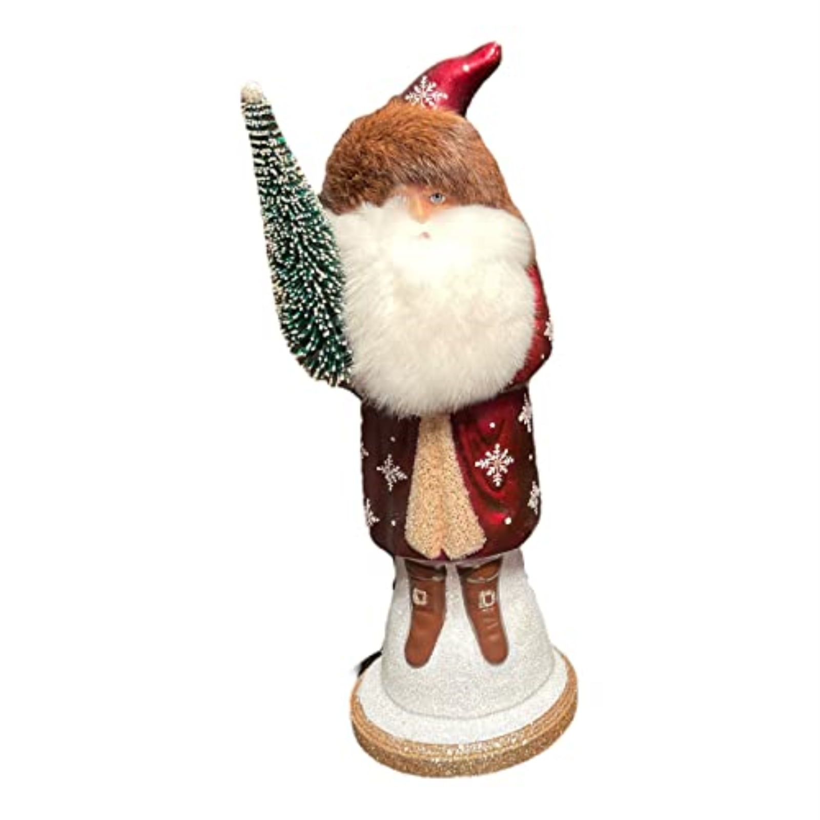 Ino Schaller Large Burgundy Santa with Snowflake Coat German Paper ...