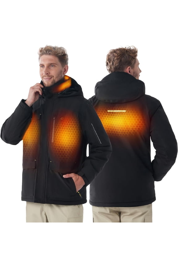 Heated Jacket for Men with Battery Pack Included,Water-Resistant Men's Heated Winter Coat(Charger Not Included)