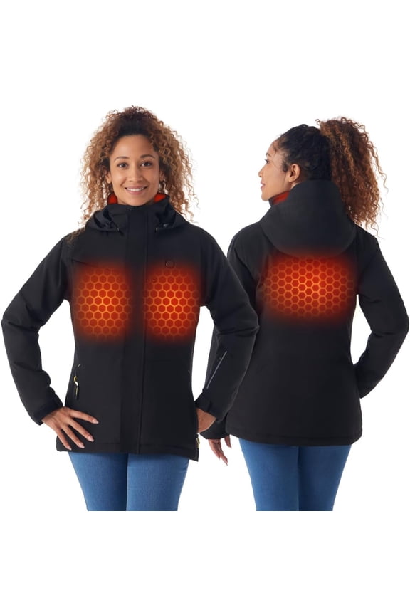 Heated Jacket for Women with Rechargeable Battery Pack, Water-Resistant Slim Heated Coat(Included USB-C Cable)