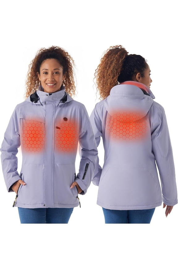 Heated Jacket for Women with Rechargeable Battery Pack, Water-Resistant Slim Heated Coat(Included USB-C Cable)