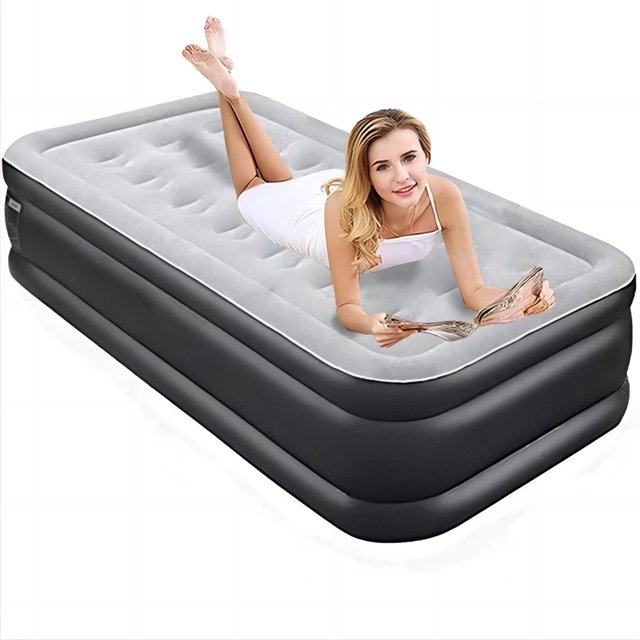 Inolait 18" Twin Size Air Mattress with BuiltinPump, Black