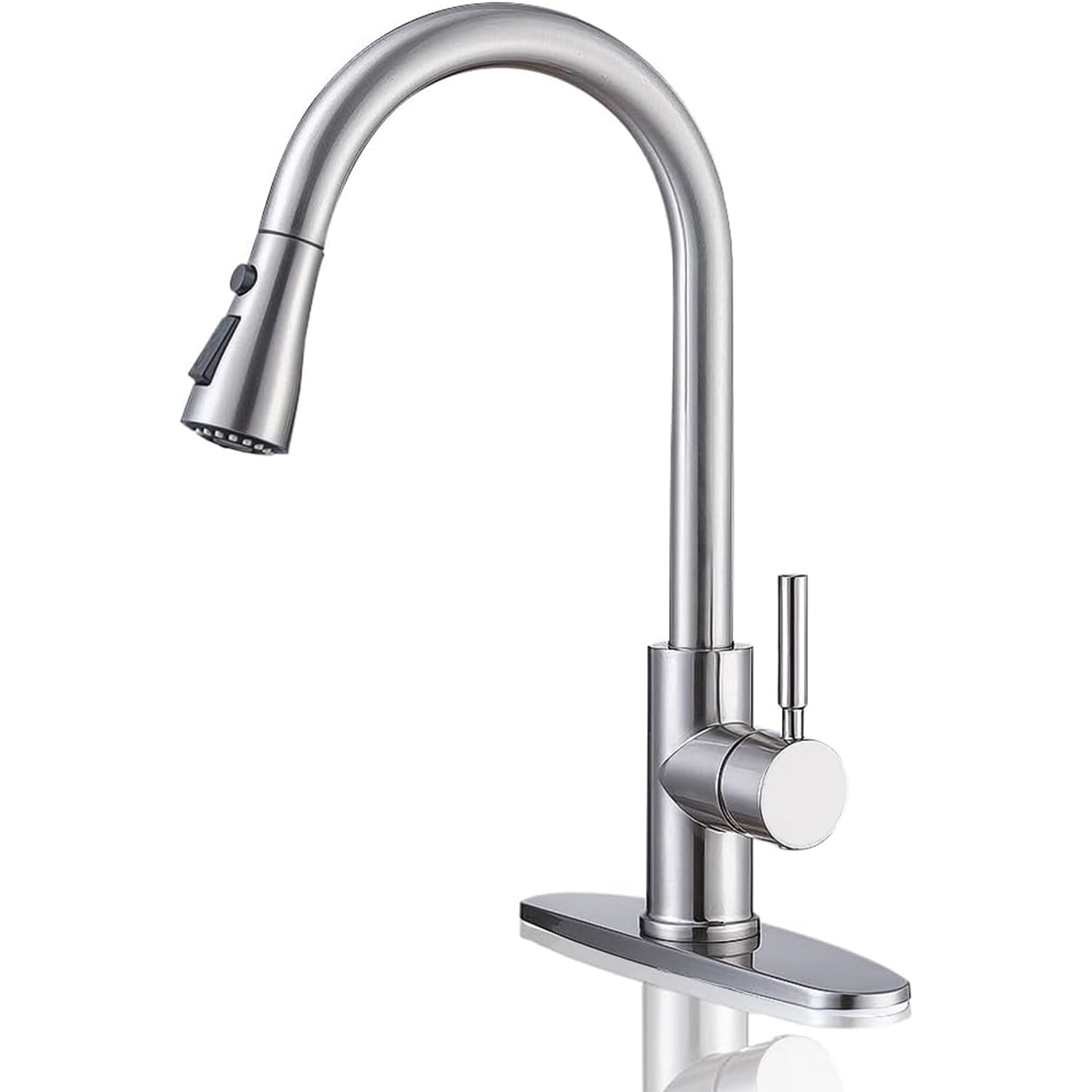 Inolait Kitchen Faucets, Brushed Nickel Kitchen Faucet with Pull Down Sprayer, High Arc Single Handle Stainless Steel Sink Faucets 1 or 3 Hole, Kitchen Sink Faucets for Bar Laundry RV Utility Sink