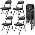 thumbnail image 1 of Inolait Padded Seat Metal Folding Chairs, 4 Pack, Black, 1 of 7