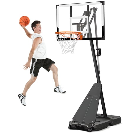 Inolait Portable Basketball Hoop System with 48 Inch Shatterproof Backboard, 4.8FT-10FT Height Adjustable Basketball Goal System for Youth/Teens/Adults Indoor Outdoor