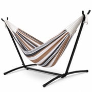 Inolait Portable Double Hammock with Stand, 2-Person Outdoor Hammock with Carrying Bag Stripe Pattern