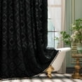 thumbnail image 1 of Inosoo Black Bohemian Shower Curtain, 72 x 84 Inch Extra Long Water-repellent Textured Tufted Chevron Striped Bathroom Shower Curtains with Tassels, 1 of 8
