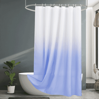 Inosoo Blue Ombre Fabric Shower Curtain, 72 x 72 Inch Thick Blue Gradient Bathroom Shower Curtains with Hooks, Waterproof and Mildew Resistant