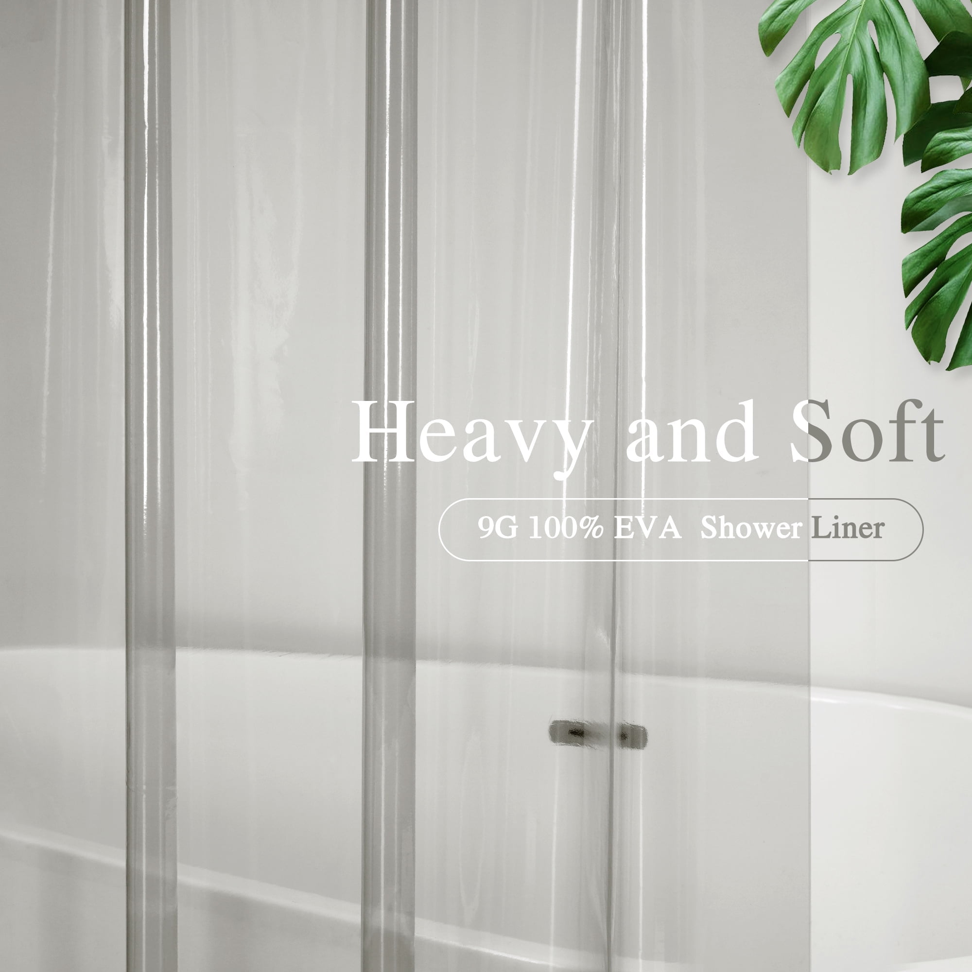 Inosoo Clear Gray Shower Curtain Liner, 100% EVA Heavy Duty & Soft, 72"x 72" , Magnetic