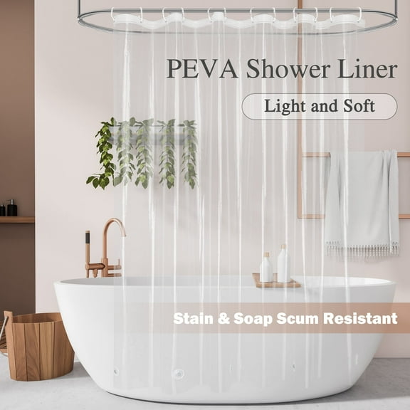 Inosoo Clear Shower Curtain Liner, 72"x 72" Light Weight PEVA Plastic Shower Curtain , Waterproof Transparent Shower Liner with Magnets, Mold & Mildew Resistant
