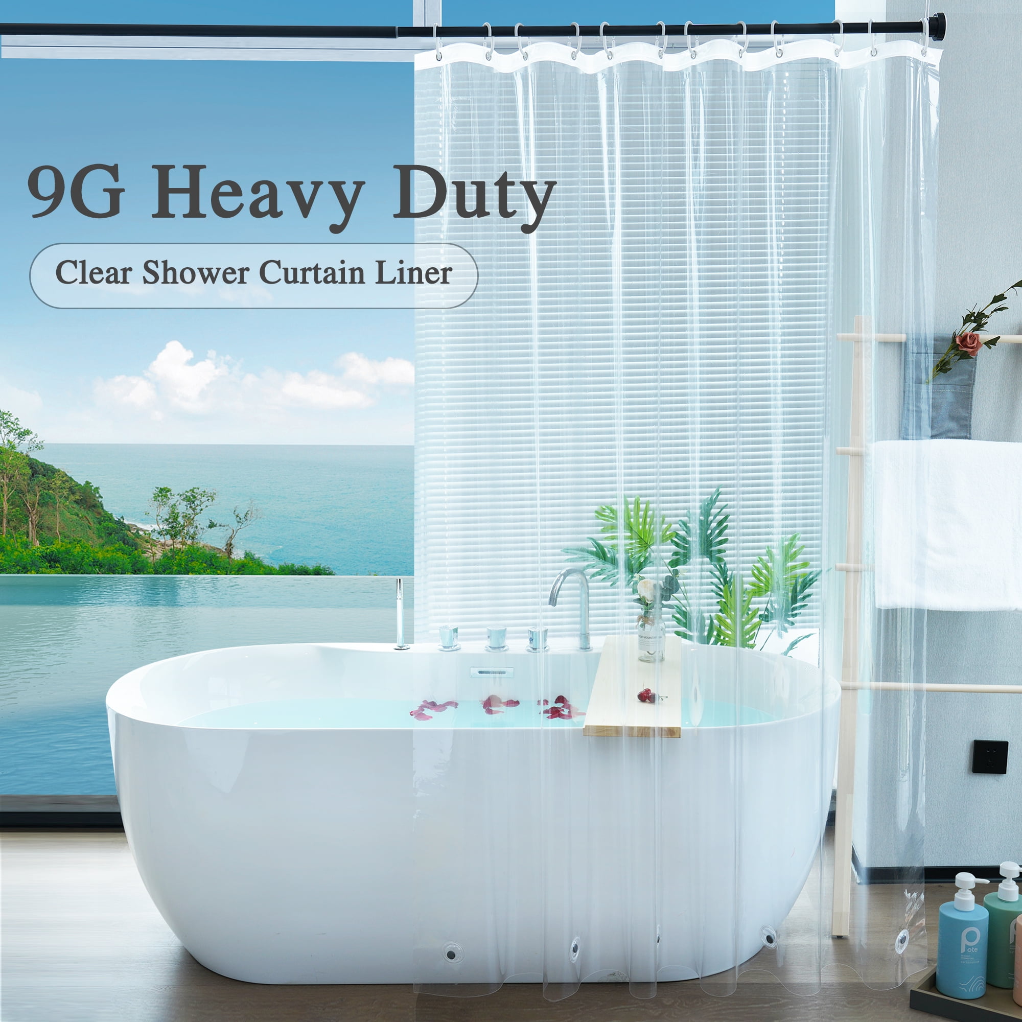 Inosoo Clear Shower Curtain Liner 72 Wx 78 L Extra Long Heavy Duty PEVA Plastic Shower Liner Waterproof Transparent Shower Curtain with Magnets Mold Mildew Resistant Shop Black Friday Deals
