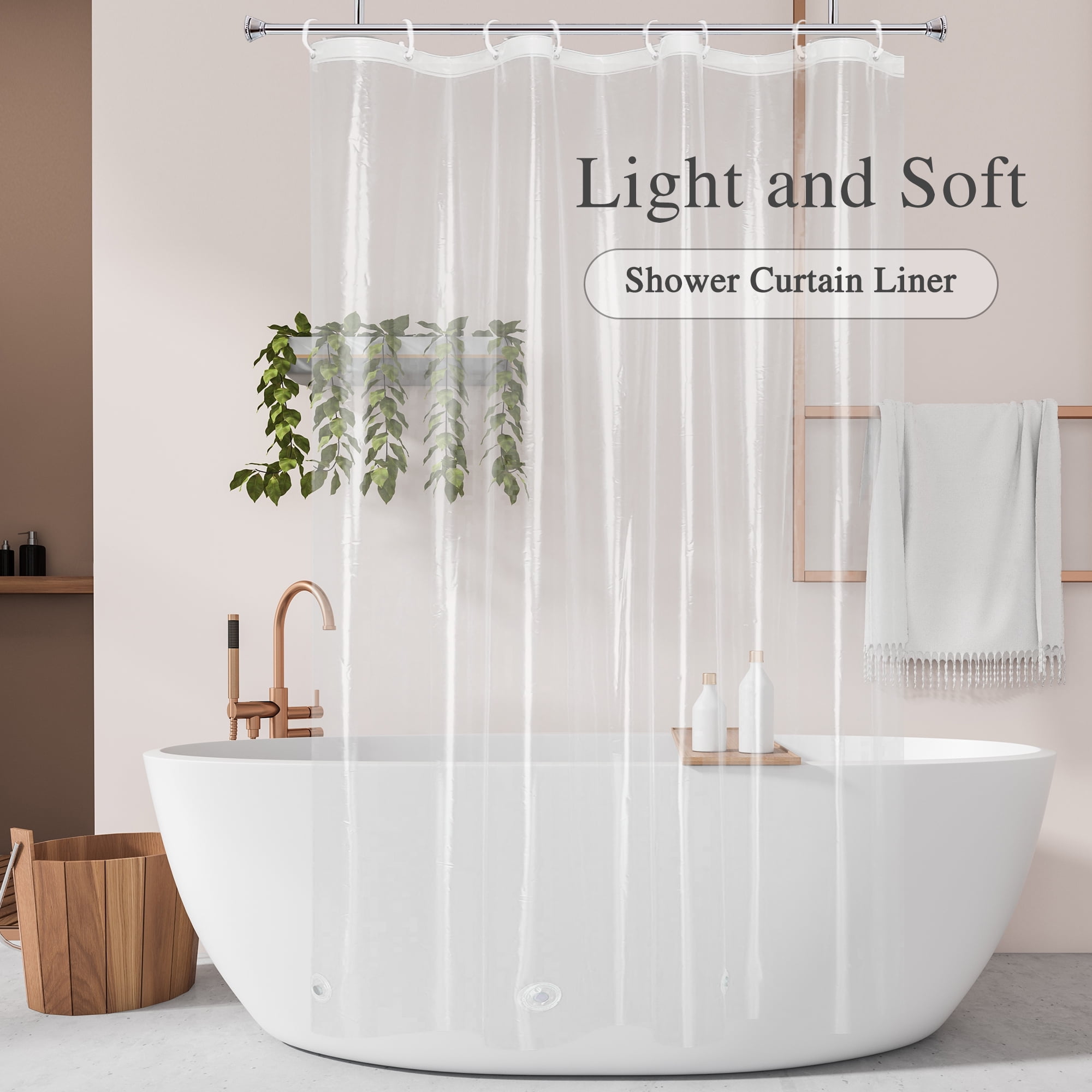 Inosoo Clear Shower Curtain Liner, 72"x 96" Extra Long Light Weight