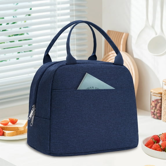 Inosoo Dark Blue Lunch Bag for Men & Women, Insulated Cooler & Thermal Tote Lunch Box