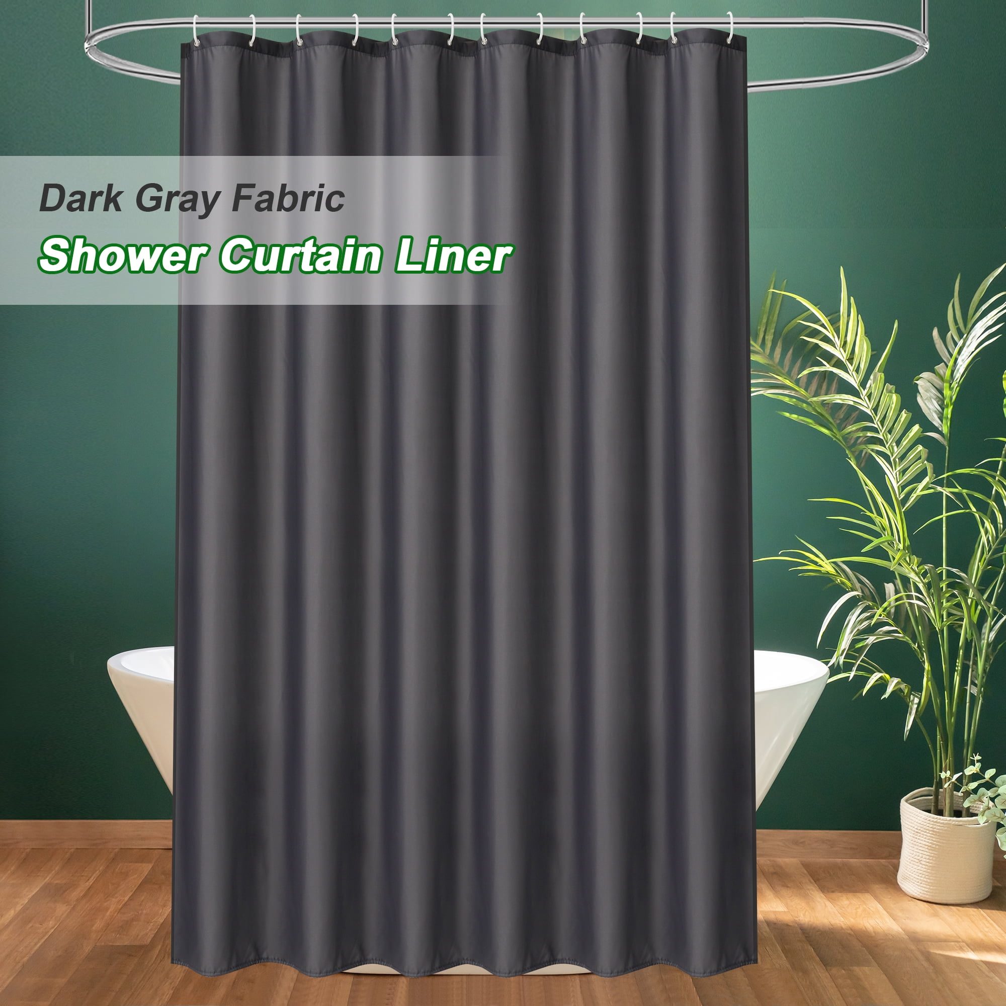 "Inosoo Dark Gray Heavy Weight Fabric Shower Curtain Liner, 72""x72