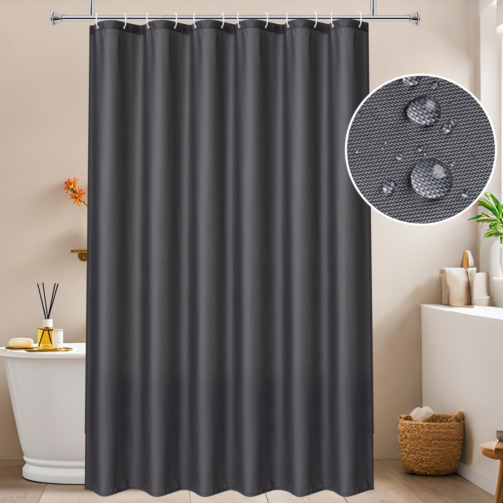 Inosoo Extra Long Shower Curtain Liner 72"Wx96"H Fabric Shower Liner ...