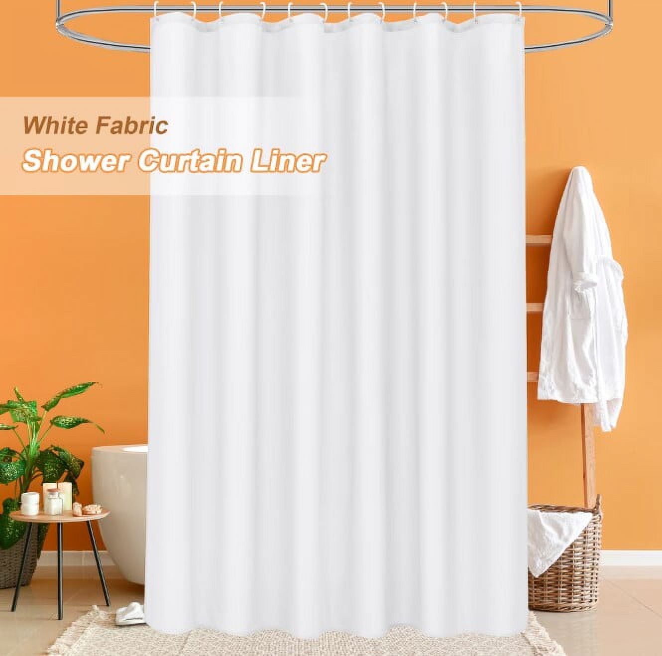 Inosoo Extra Long Shower Curtain Liner 72Wx96H White Fabric Shower