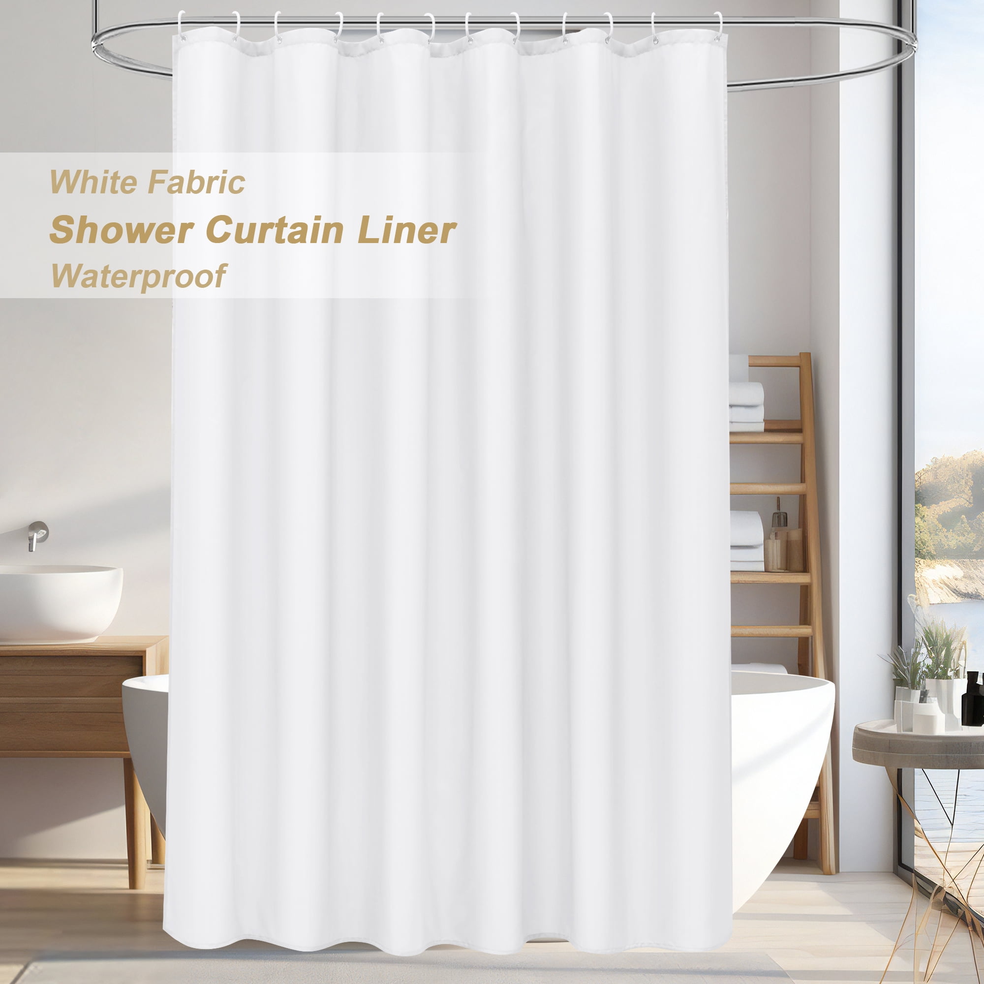 Inosoo Fabric Shower Curtain Liner, 72"Wx84"H Extra Long Cloth Shower