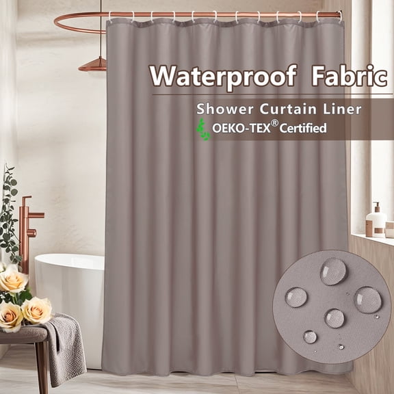 Inosoo Fabric Shower Curtain Liner, 72Wx78H Extra Long Waterproof Cloth Shower Liner, Chocolate Brown