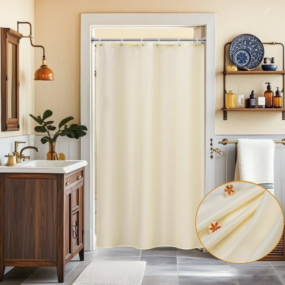 Inosoo Fabric Shower Curtain Liner, 36"Wx72"H Small Size Cloth Shower Liner, Beige