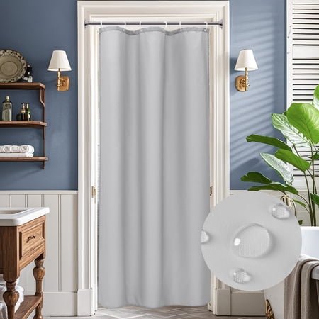 Inosoo Fabric Shower Curtain Liner, 36"Wx72"H Small Size Cloth Stall Shower Liner, Water Repellent & Washable, Light Gray