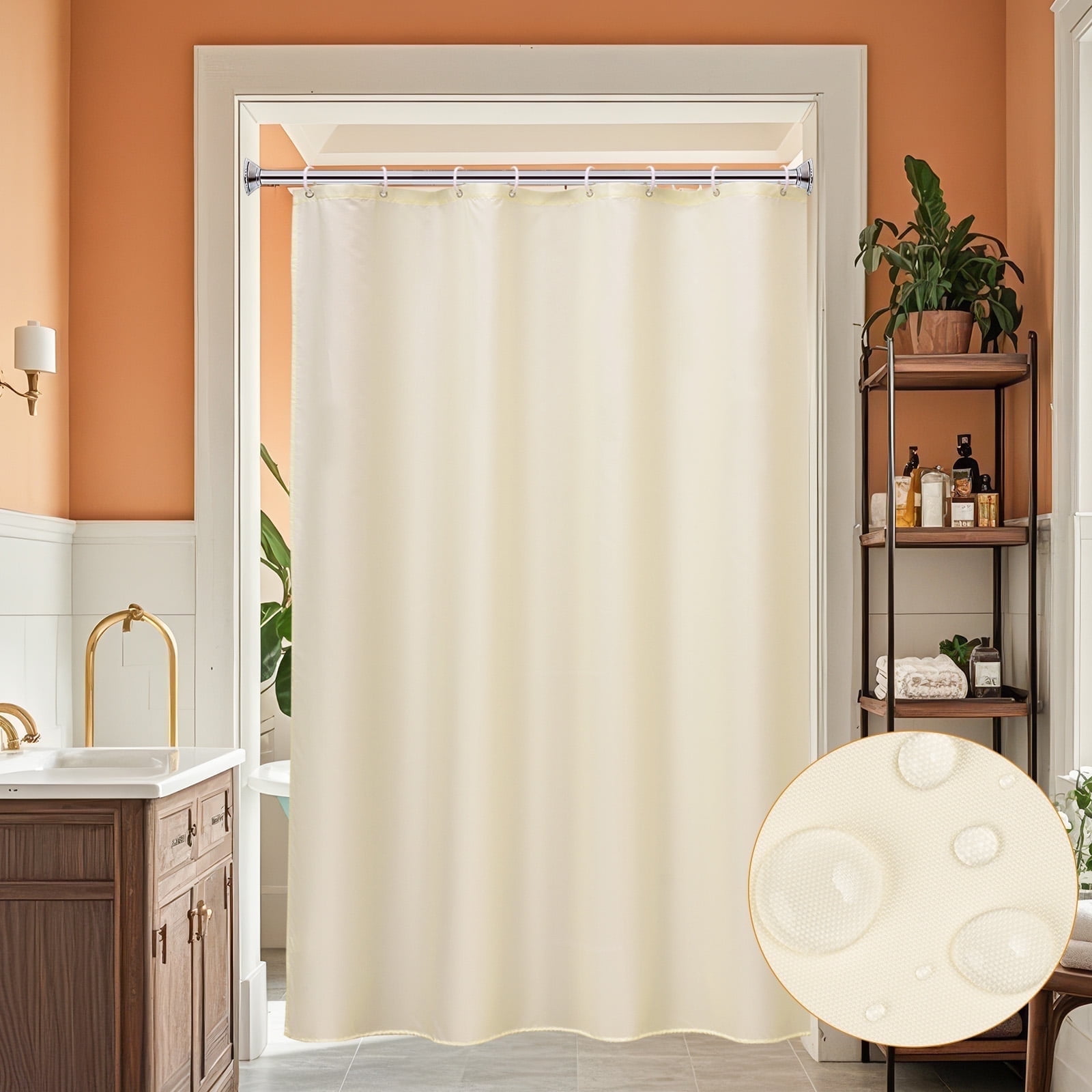 Inosoo Fabric Stall Shower Curtain, 48"Wx72"H Narrow Size Waterproof ...