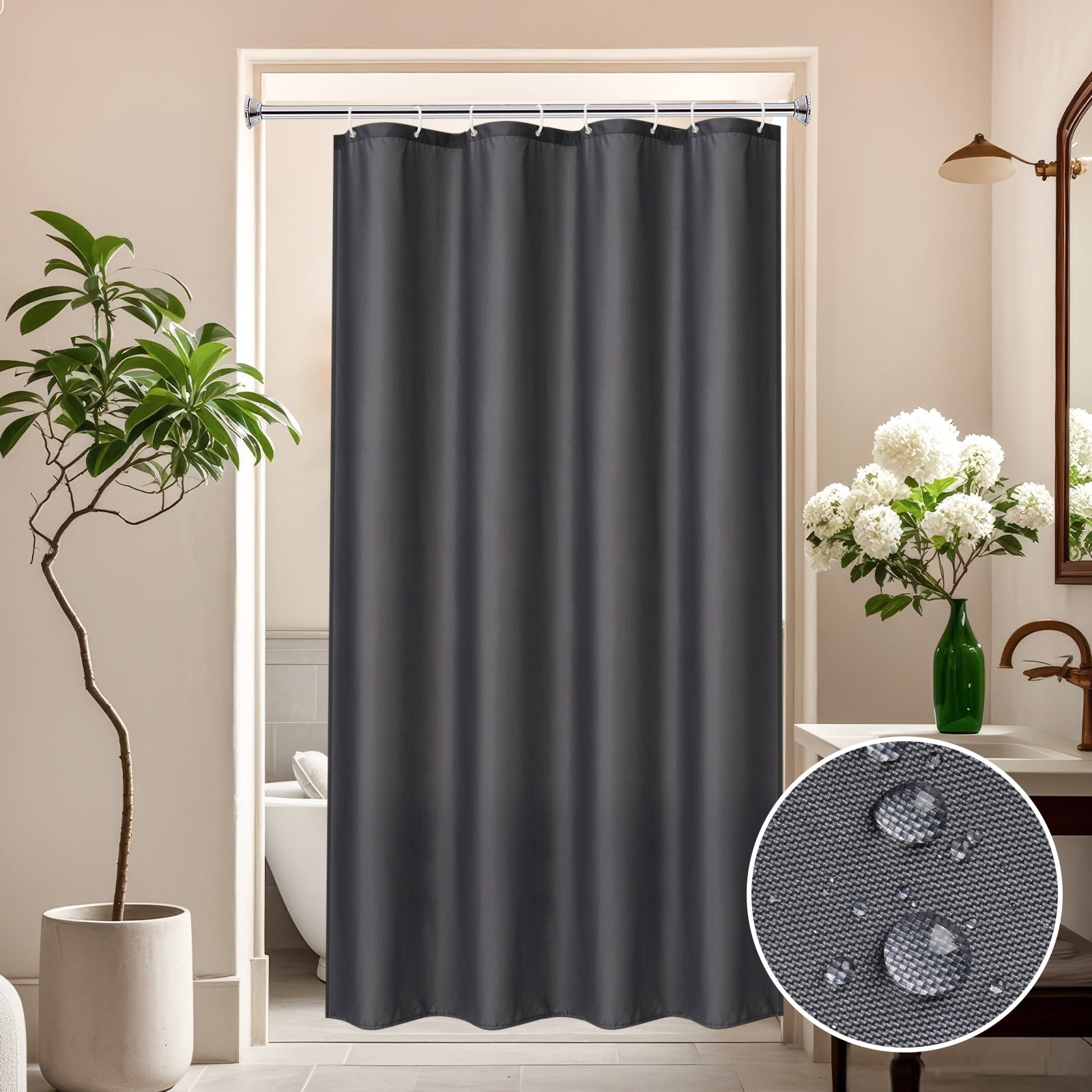 Inosoo Fabric Stall Shower Curtain, 48"Wx72"H Narrow Size Waterproof