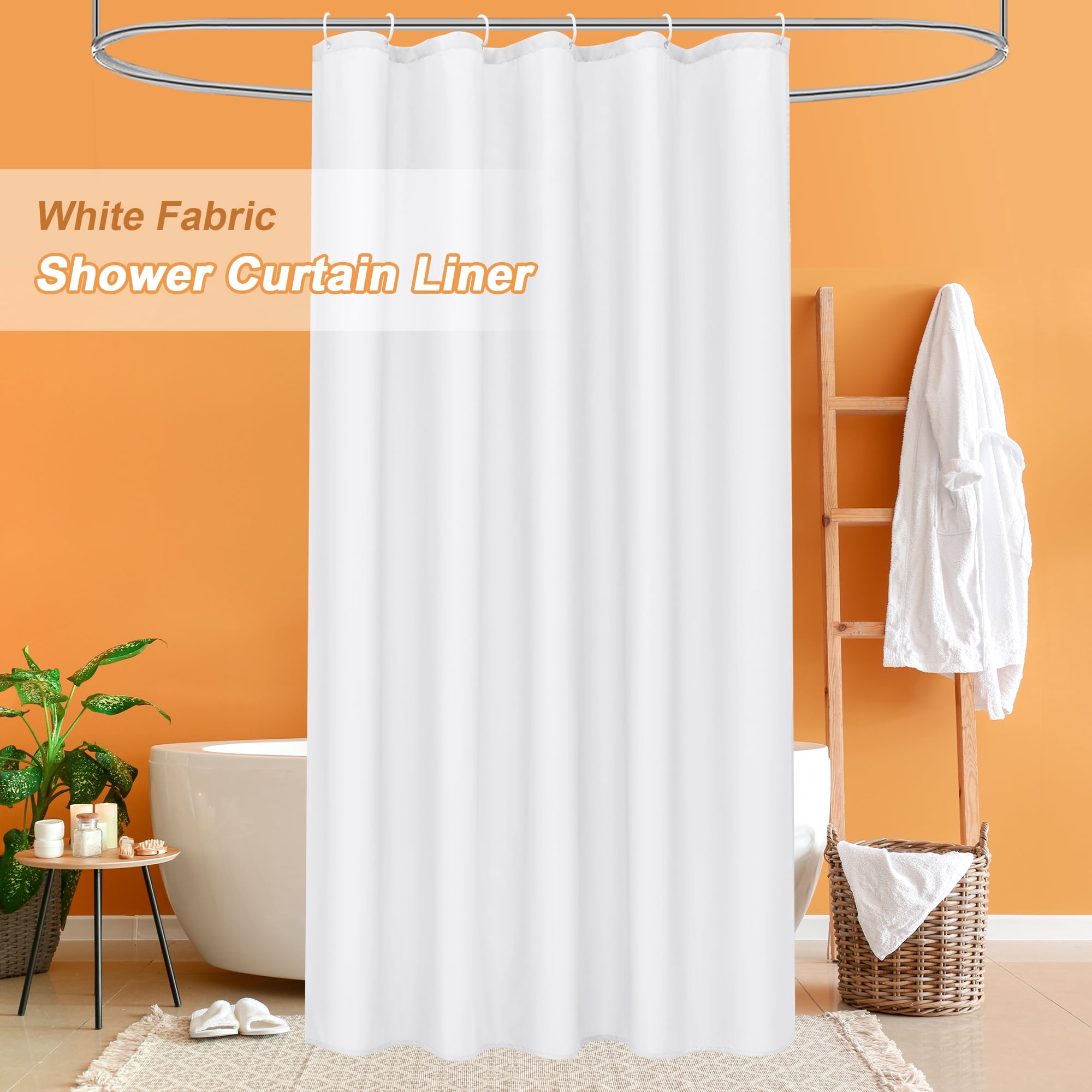 Inosoo Fabric Stall Shower Curtain Liner, 36"Wx72"H Narrow Size Cloth Shower Liner, White ...