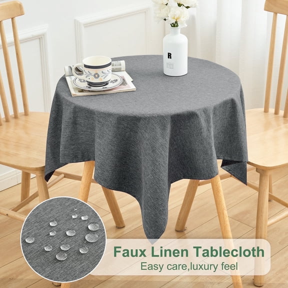 Inosoo Faux Linen Fabric Square Tablecloth, 36"x36" Stain and Wrinkle Resistant Washable Table Cover, Dark Gray