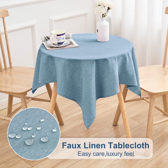 Inosoo Faux Linen Fabric Square Tablecloth, 36"x36" Stain and Wrinkle Resistant Washable Table Cover, Grayish Blue
