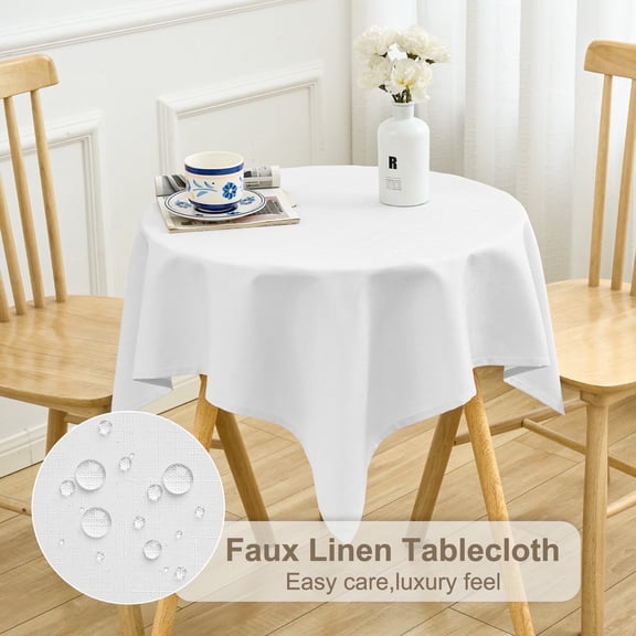 Inosoo Small Square Tablecloth 36 x 36 Inch Faux Linen Fabric Table cloth for Nightstand End Bedside Table Tabletop Decoration, Waterproof & Washable Table Cover, White