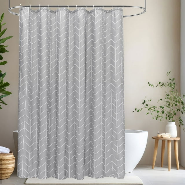 Inosoo Gray Chevron Polyester Shower Curtain, 72"x72", Water Repellent