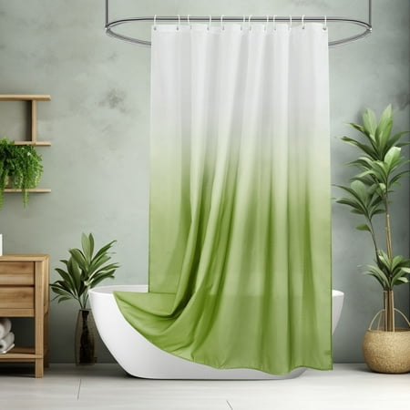 Inosoo Green Ombre Fabric Shower Curtain, 72"x 72" Heavy Duty Green and White Gradient Shower Curtain Bathroom Set (13 Pieces )