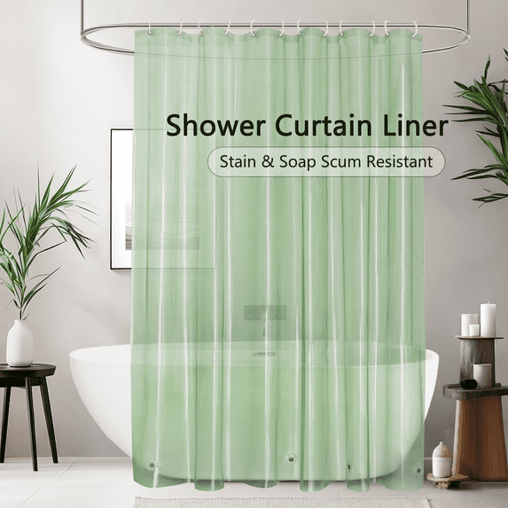 Inosoo Green Plastic Shower Curtain liner,72"x 78" Lightweight Colored PEVA Shower Liner