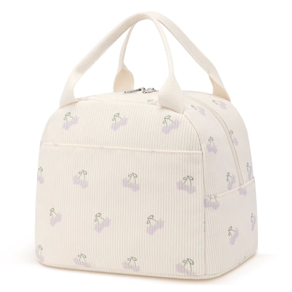 Inosoo Tote Floral Lunch Bags, Lunch Box for Ladies & Women – Perfect for School or Work,Double Purple Berry