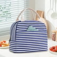 thumbnail image 1 of Inosoo Insulated Lunch Bag for Women, Cooler & Thermal Insulated Lunch Box, Blue Strip, 1 of 8
