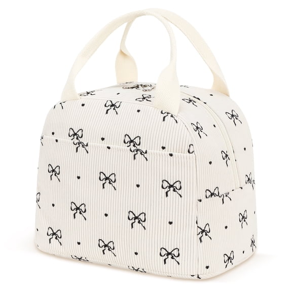 Inosoo Stylish Insulated Tote Lunch Bags for Women – Perfect for School or Work, Black Bow