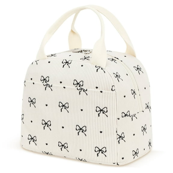 Inosoo Stylish Insulated Tote Lunch Bags for Women – Perfect for School or Work, Black Bow