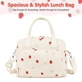 thumbnail image 1 of Inosoo Large Capacity Reusable Lunch Bag, Handheld or Shoulder Carry Insulated Lunch Box, Corduroy Fabric with Red Strawberry Pattern, 1 of 11
