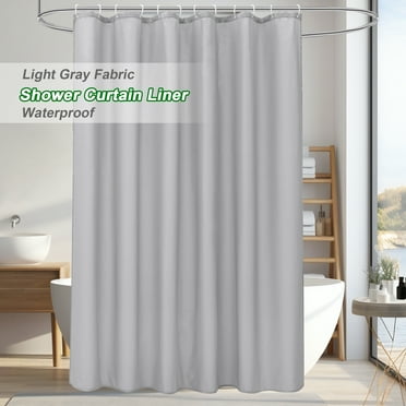 Inosoo Light Gray Fabric Shower Curtain, 72"Wx72"H Water Repellent Cloth Shower Curtain Liner with Grommets & Hooks