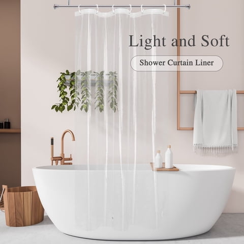 Inosoo Light Weight Clear Stall Shower Curtain Liner, 36"Wx72"H Narrow Size Waterproof PEVA Plastic Shower Liner with Magnets