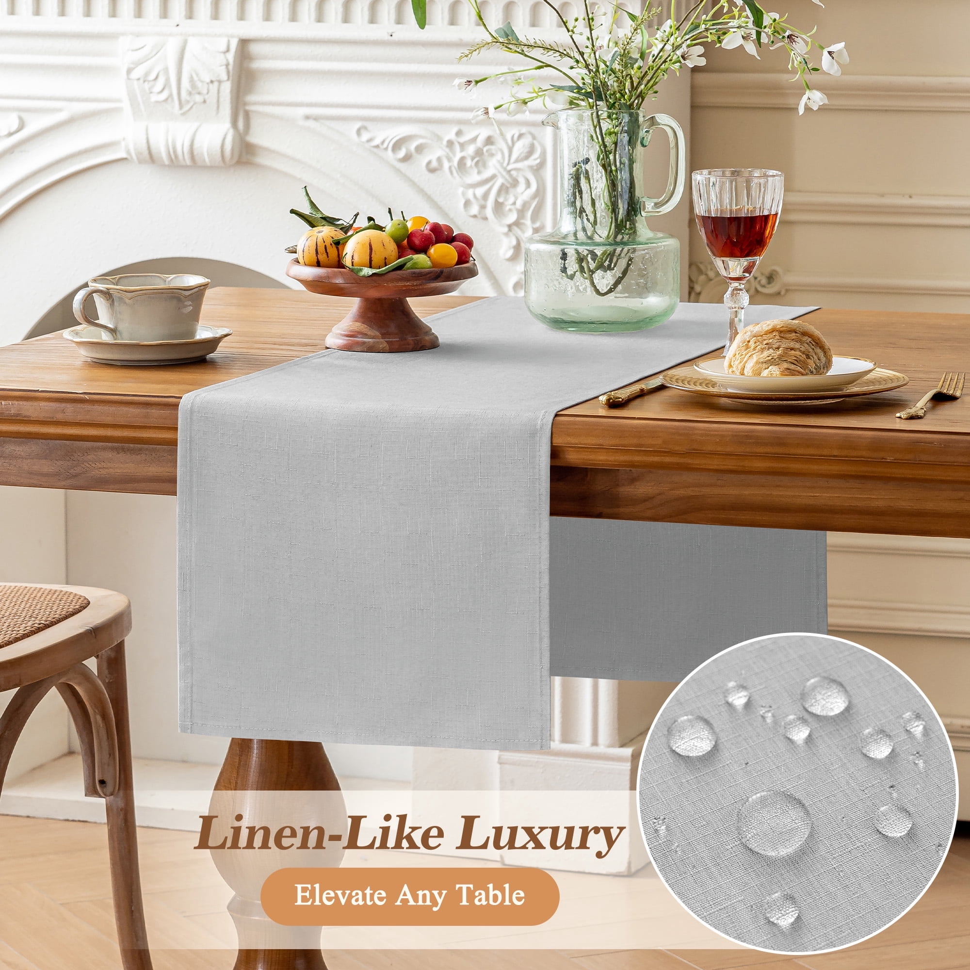Inosoo Linen-like Table Runner, 13x72 inch Polyester Fabric Table Scarf ...