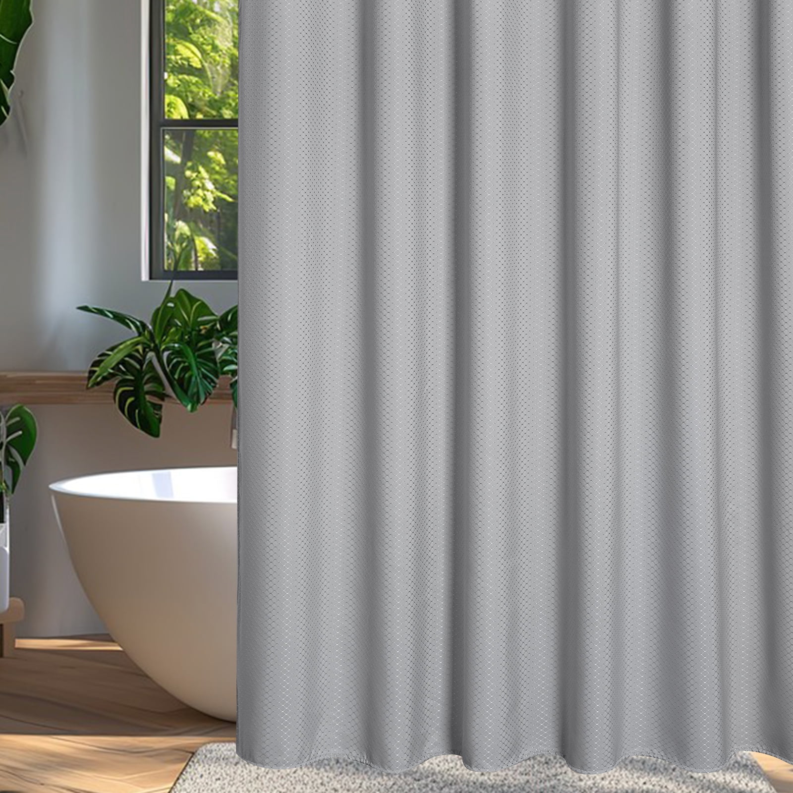 Inosoo Long Gray Waffle Shower Curtain,72"Wx84"H, Heavyweight Fabric