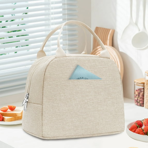 Inosoo Lunch Bag for Women, Insulated Cooler & Thermal Tote Lunch Box, Beige